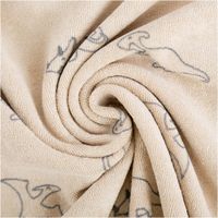 90911-Frottee-Stoff-Stretch-Dinosaurier-beige-1-50m-Breite--MG-7217.jpg Frottee Stoff Stretch Dinosaurier beige – Weich, Dehnbar & Perfekt für Kinderbekleidung kunstvoll eingedreht in Falten