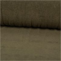 Frottee Stoff Stretch khaki-grün – Weich, Saugfähig & Perfekt für Bekleidung & Heimtextilien ausgerollt und glatt liegend