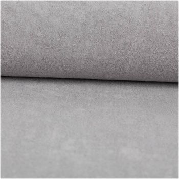 Frottee Stoff Stretch grau – Weich, Saugfähig & Perfekt für Bekleidung & Heimtextilien ausgerollt und glatt liegend