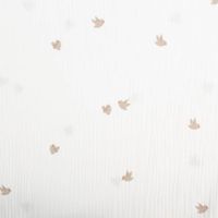 Musselin Stoff Vögel weiß – Weicher & hautfreundlicher Baumwollstoff für Babys & Kinder Vollbild des Stoffes