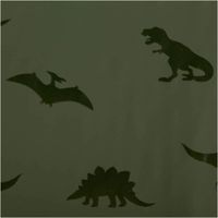 90935-Regenjackenstoff-wasserdicht-soft-Dinosaurier-gruen-147cm-Breite--MG-8071.jpg Weicher, wasserdichter Regenjackenstoff in Grün mit Dinosaurier-Print – Perfekt für Regenkleidung und mehr! Nahaufnahme des Stoffes