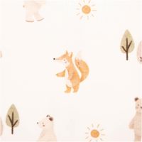 Jersey Stoff aus Baumwolle mit Digitaldruck Forest Animals in Weiß – Weicher & elastischer Stoff für einzigartige Nähprojekte Tiermotiv