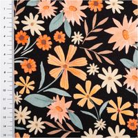 Jersey Stoff aus Baumwolle mit Digitaldruck Flowers – Weicher & elastischer Stoff für einzigartige Nähprojekte mit Massband