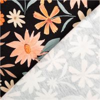 Jersey Stoff aus Baumwolle mit Digitaldruck Flowers – Weicher & elastischer Stoff für einzigartige Nähprojekte mit Rueckseite