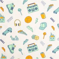 Jersey Stoff aus Baumwolle mit Cool Vibes Print – Weicher & elastischer Stoff für einzigartige Nähprojekte Vollbild