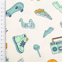 Jersey Stoff aus Baumwolle mit Cool Vibes Print – Weicher & elastischer Stoff für einzigartige Nähprojekte mit Massband