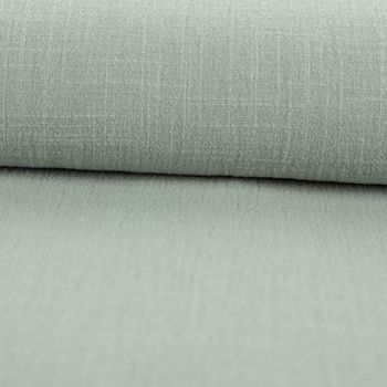 Baumwollstoff Cotton Slub Washed Salbeigrün – Weich, luftig & perfekt für sommerliche Kleidung ausgerollt und glatt liegend
