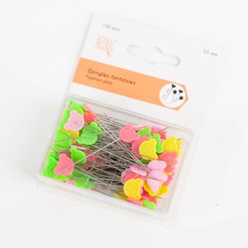 Stecknadel Bärchen bunt im 100er Pack Nahaufnahme von oben