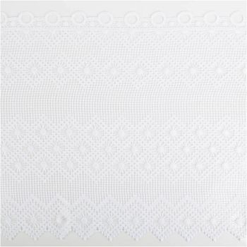Scheibengardine Meterware Häkelgardine Ecru – 50 cm hoch, stilvolle Fensterdekoration im Landhausstil Vollbild des Stoffes