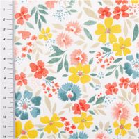 Abwaschbarer Tischdeckenstoff – Acrylbeschichtet | Bridget Blumen Bunt – 1,40 m Breite | Pflegeleicht & Vielseitig mit Massband