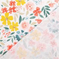 Abwaschbarer Tischdeckenstoff – Acrylbeschichtet | Bridget Blumen Bunt – 1,40 m Breite | Pflegeleicht & Vielseitig mit Rueckseite