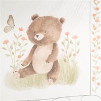Baumwollstoff Popeline Paneel Babyaccessoires Waldtiere – schadstoffgeprüft, feinfädig & hautfreundlich Baerenmotiv