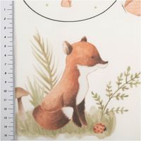 Baumwollstoff Popeline Paneel Babyaccessoires Waldtiere – schadstoffgeprüft, feinfädig & hautfreundlich mit Massband Fuchsmotiv