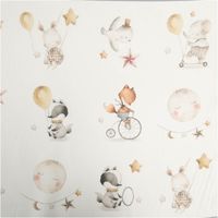 Baumwollstoff Popeline Paneel Babyaccessoires Tiere – schadstoffgeprüft, feinfädig & hautfreundlich Teilmotiv weitere Nahaufnahme anderer Winkel
