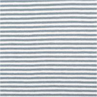 Jersey Stoff Baumwolljersey Yarn Dyed Streifen – Fein gestreift in Weiß und Stahlblau, 1,50 m Breite Nahaufnahme des Stoffes