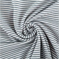 Jersey Stoff Baumwolljersey Yarn Dyed Streifen – Fein gestreift in Weiß und Stahlblau, 1,50 m Breite kunstvoll eingedreht in Falten