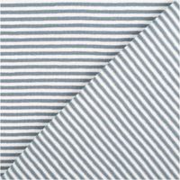 Jersey Stoff Baumwolljersey Yarn Dyed Streifen – Fein gestreift in Weiß und Stahlblau, 1,50 m Breite mit Rueckseite