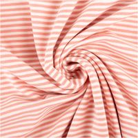 Jersey Stoff Baumwolljersey Yarn Dyed Streifen – Fein gestreift in Weiß und Coral, 1,50 m Breite kunstvoll eingedreht in Falten