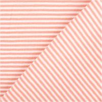 Jersey Stoff Baumwolljersey Yarn Dyed Streifen – Fein gestreift in Weiß und Coral, 1,50 m Breite mit Rueckseite
