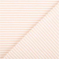 Jersey Stoff Baumwolljersey Yarn Dyed Streifen – Fein gestreift in Weiß und Beige, 1,50 m Breite mit Rueckseite