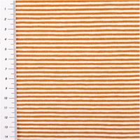 Jersey Stoff Baumwolljersey Yarn Dyed Streifen – Fein gestreift in Weiß und Karamell, 1,50 m Breite mit Massband