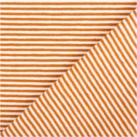 Jersey Stoff Baumwolljersey Yarn Dyed Streifen – Fein gestreift in Weiß und Karamell, 1,50 m Breite mit Rueckseite
