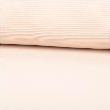 Rippjersey Ottoman Uni Beige – Hochwertiger, elastischer Jersey-Stoff für vielseitige Nähprojekte ausgerollt und glatt liegend