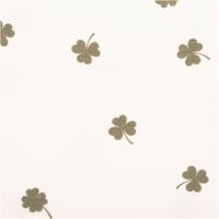 Jersey Stoff Baumwolljersey mit kleinen Kleeblättern – Weich, elastisch & hautfreundlich in Wollweiß und Grün (/1,50 m Breite) Nahaufnahme des Stoffes
