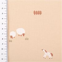 91137-Jersey-Stoff-Baumwolljersey-Bauernhof-beige-1-50m-Breite--MG-5845.jpg Jersey Stoff Baumwolljersey mit niedlichem Bauernhof-Print – Weich, elastisch & hautfreundlich in Beige (/1,50 m Breite) mit Massband