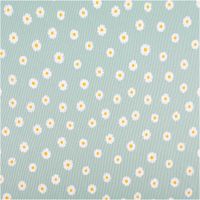 Rippjersey Baumwolle – Blumen-Dessin in Hellblau– 1,20 m Breite Vollbild des Stoffes