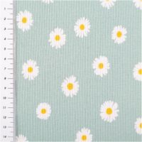 Rippjersey Baumwolle – Blumen-Dessin in Hellblau– 1,20 m Breite mit Massband
