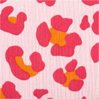91160-Musselin-Stoff-Leo-rosa-1-30m-Breite--MG-5783.jpg Musselin Stoff mit trendigem Leo-Print Rosa – luftiger Baumwollstoff für Mode & Heimtextilien Nahaufnahme des Stoffes