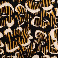 Leichter Viskose Popeline Stoff mit abstraktem Muster in Schwarz-Braun, 145 cm breit. Weich, atmungsaktiv, hautfreundlich – ideal für Blusen, Kleider & Sommer-Outfits Vollbild
