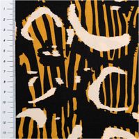 Leichter Viskose Popeline Stoff mit abstraktem Muster in Schwarz-Braun, 145 cm breit. Weich, atmungsaktiv, hautfreundlich – ideal für Blusen, Kleider & Sommer-Outfits mit Massband