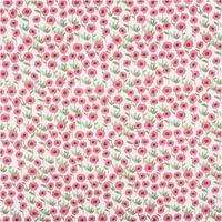 Baumwollstoff Halbpanama Mini Blume Weiß Pink – 1,40m breit | Digitaldruck Dekostoff für Vorhänge, Kissen & Tischwäsche Weitwinkel