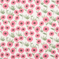 Baumwollstoff Halbpanama Mini Blume Weiß Pink – 1,40m breit | Digitaldruck Dekostoff für Vorhänge, Kissen & Tischwäsche