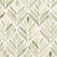 Baumwollstoff Halbpanama Aquarell Ornamente Grün – 1,40m breit | Dekostoff mit Digitaldruck für moderne Wohnideen Halbpanamamotiv