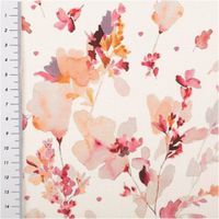 Baumwollstoff Halbpanama Aquarell Blumen Weiß Mauve – 1,40m breit | Floraler Dekostoff mit Digitaldruck für Kissen, Vorhänge & Deko mit Massband