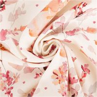 Baumwollstoff Halbpanama Aquarell Blumen Weiß Mauve – 1,40m breit | Floraler Dekostoff mit Digitaldruck für Kissen, Vorhänge & Deko kunstvoll eingedreht in Falten