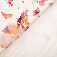 Baumwollstoff Halbpanama Aquarell Blumen Weiß Mauve – 1,40m breit | Floraler Dekostoff mit Digitaldruck für Kissen, Vorhänge & Deko mit Rueckseite