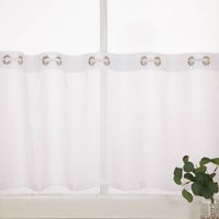 91201-Scheibengardine-mit-oesen-uni-Voile-weiss-50x145cm--HxB---MG-9191.jpg Transparente Scheibengardine aus Voile, 50x145 cm, mit Ösen – leicht, pflegeleicht, schadstoffgeprüft. Ideal für Küche, Bad, Flur oder Kinderzimmer Nahaufnahme der Gardine