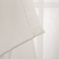 Transparenter Gardinenstoff Meterware mit Leinenstruktur in Ecru – 320 cm Höhe | Pflegeleicht, knitterarm & mit Bleibandsaum erkennbare Naht