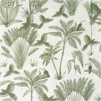 Leichter Viskose Popeline Stoff mit Exotik-Print in Grün und Ecru, weich, atmungsaktiv, hautfreundlich – ideal für Blusen, Kleider & Sommer-Outfits Vollbild
