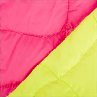 Steppstoff Graphic Square in Pink und Neongrün – 3-lagiger Jackenstoff, 1,40 m Breite | Wärmend, modern & vielseitig mit Rueckseite