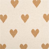 Strickstoff Jacquard Lurex – Herzen in Natur-Gold | Weich, bequem & ideal für Kleidung und Heimtextilien Nahaufnahme des Stoffes