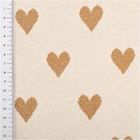 Strickstoff Jacquard Lurex – Herzen in Natur-Gold | Weich, bequem & ideal für Kleidung und Heimtextilien mit Massband