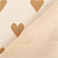 Strickstoff Jacquard Lurex – Herzen in Natur-Gold | Weich, bequem & ideal für Kleidung und Heimtextilien mit Rueckseite
