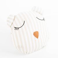 Kinderkissen Bär aus Baumwolle – Weiß/Beige – 35x35cm von der Seite