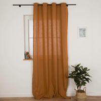 Vorhang Helios Camel 140x260 – Baumwolle mit Ösen & Leinenstruktur gerafft in Szene gesetzt