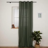 Vorhang Helios Grün 140x260 – Baumwolle mit Ösen & Leinenstruktur gerafft am Fenster